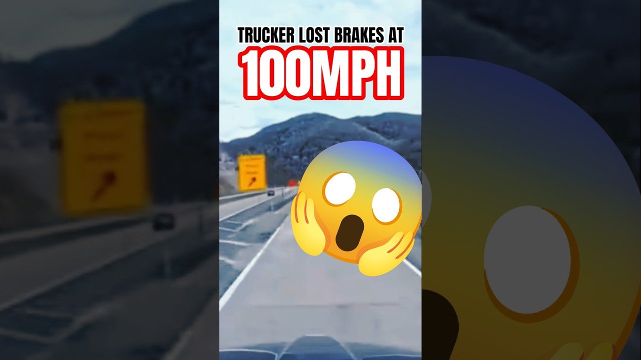 TRUCKER LOSES BRAKES AND HITS EMERGENCY RAMP AT 100MPH!