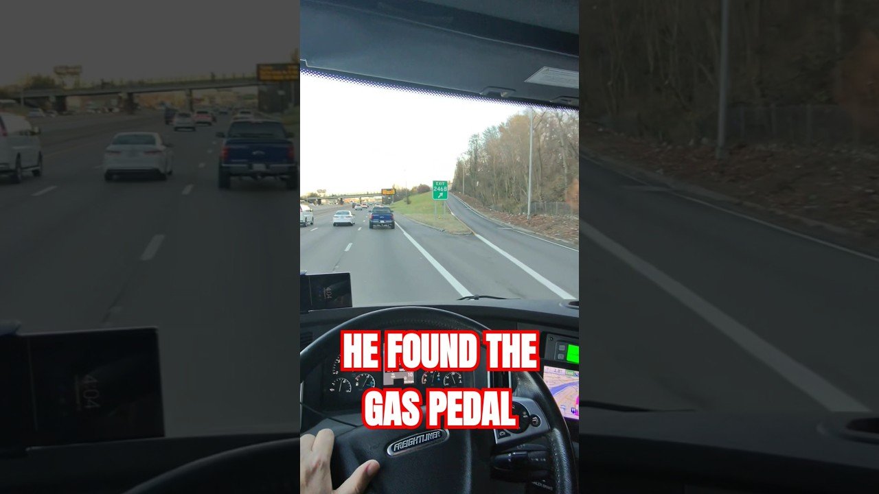 The CLUELESS pickup truck driver found the gas pedal right before getting smashed by the Big Rig.