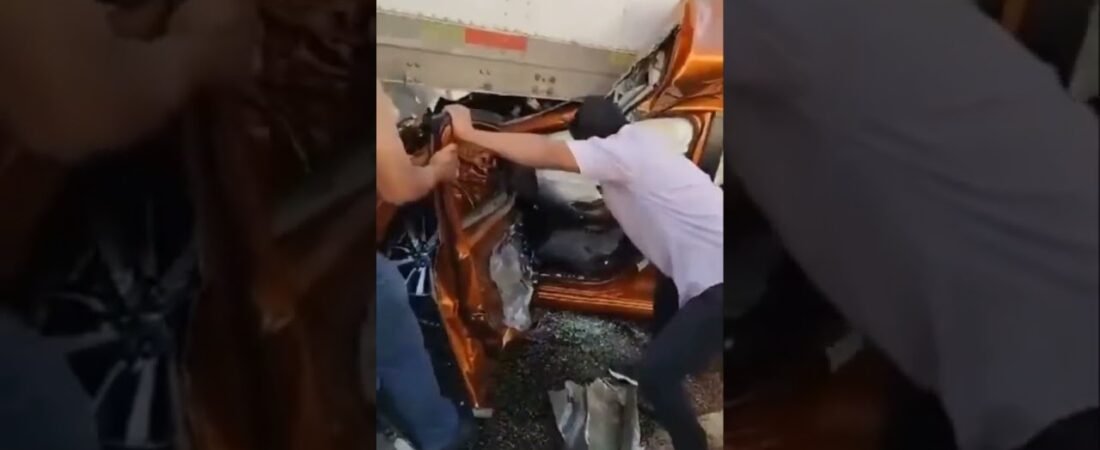 The SCARIEST BIG RIG CRASH ever recorded. Car pinned under semi trailer. This ends how you think!!