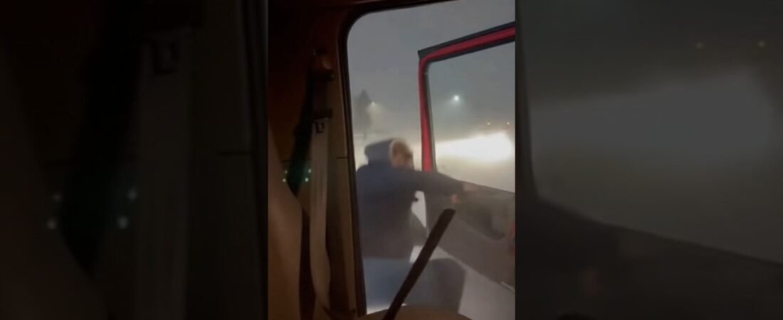 This BLIZZARD pulled that trucker right out of his truck.