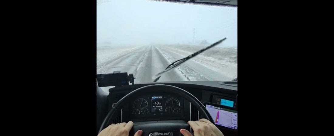 This is AMERICAN TRUCKING! Old school trucking in low visibility. #snowstorm