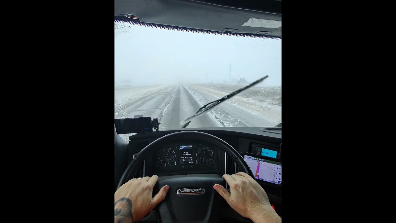 This is AMERICAN TRUCKING! Old school trucking in low visibility. #snowstorm