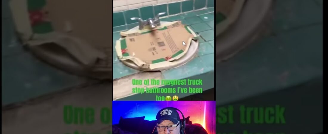 This truck stop restroom will unlock fears you’ve never imagined.  #truckdriver #truckinglife