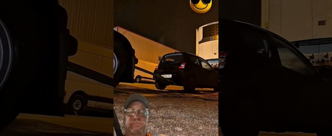 This trucker didn’t appreciate being blocked in so he did what he needed to solve the problem.