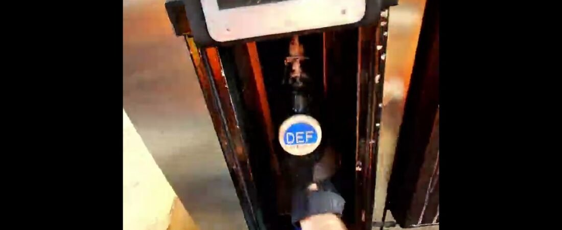 Trucker gets EVERY LAST DROP! Don’t waste fuel and always pay attention to what you are doing.