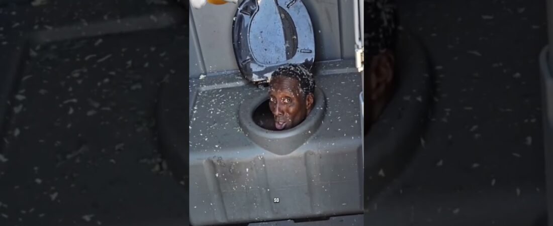 Trucker has to cool off in a porta-potty due to company policy on idling his truck!