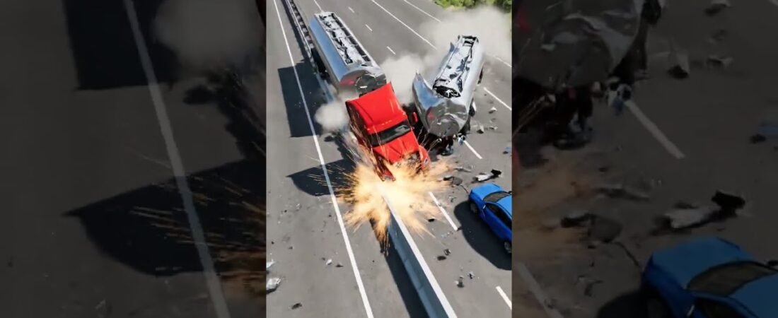 ULTRA REALISTIC Semi Trailer Accident | BeamNG Simulation #shorts #beamngdrive #beamng