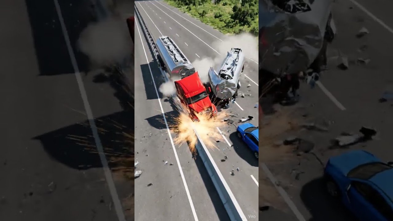 ULTRA REALISTIC Semi Trailer Accident | BeamNG Simulation #shorts #beamngdrive #beamng
