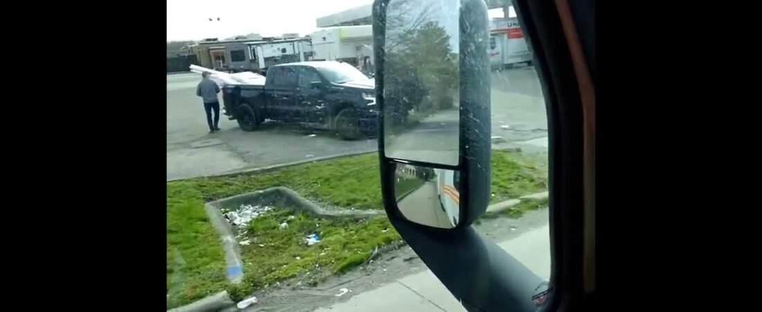 You Better Run Mr. Pedestrian!! This Big Rig doesn’t stop for anyone! Trucker warned him.