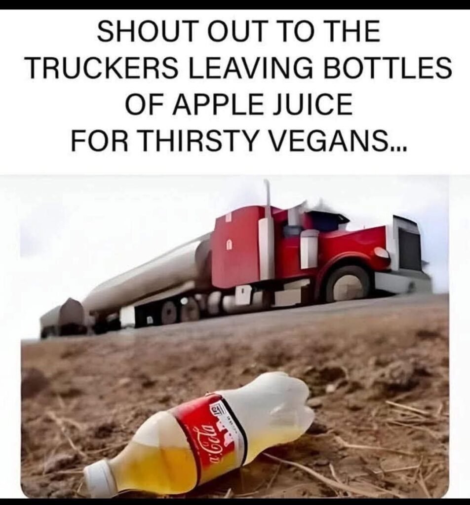 Free ‘apple juice’! Thanks, truckers! 🚛🥤