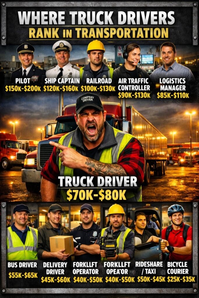 HOW DOES TRUCKERS PAY COMPARE TO OTHER TRANSPORTATION JOBS?
