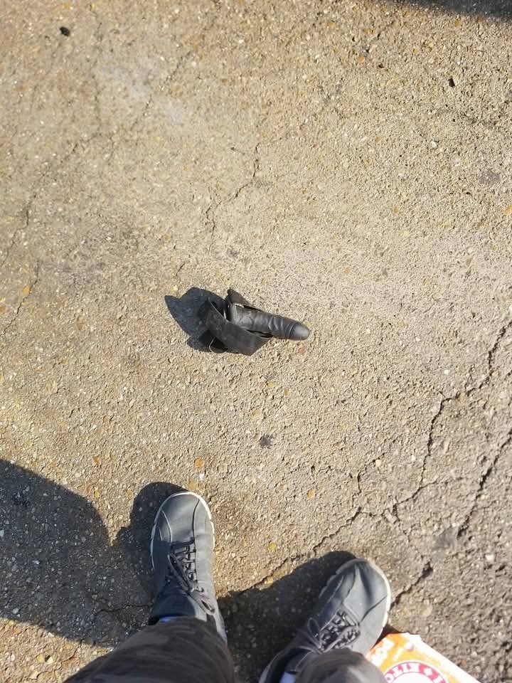 Hey lady, you dropped your tire thumper thingy.