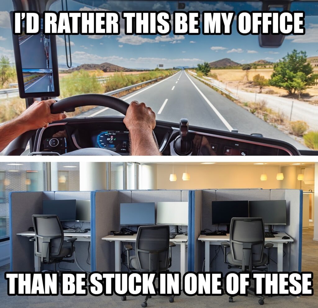 Skip the cubicle! 🚛🛣️✌️ #TruckLife
