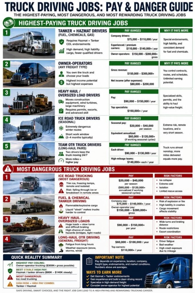 THE NEW LIST IS OUT! TOP TRUCKING JOBS BASED ON PAY AND DANGER!