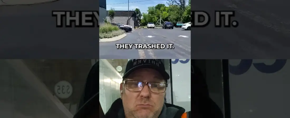 TRUCKER RUINED THE PARKING LOT AND SPLIT!