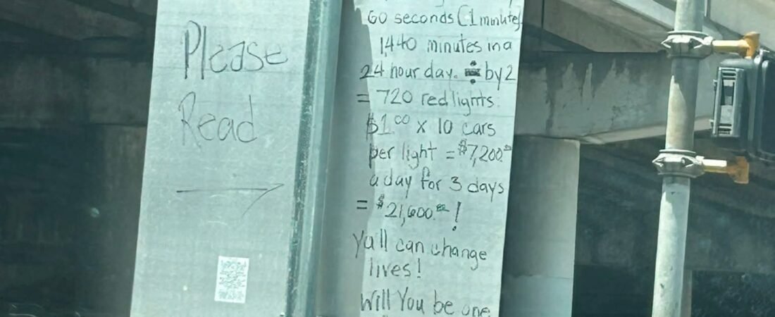 The homeless man knows his math!