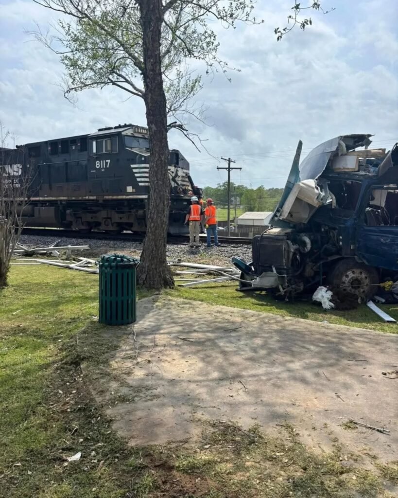 Trucker's ETA meets the train schedule... ⏰🚧 Stay alert!